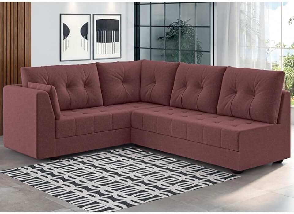 Linoforte Sofá de Canto Toronto em Suede, Vermelho, 6 Lugares, 94cm Altura, 120kg por Assento