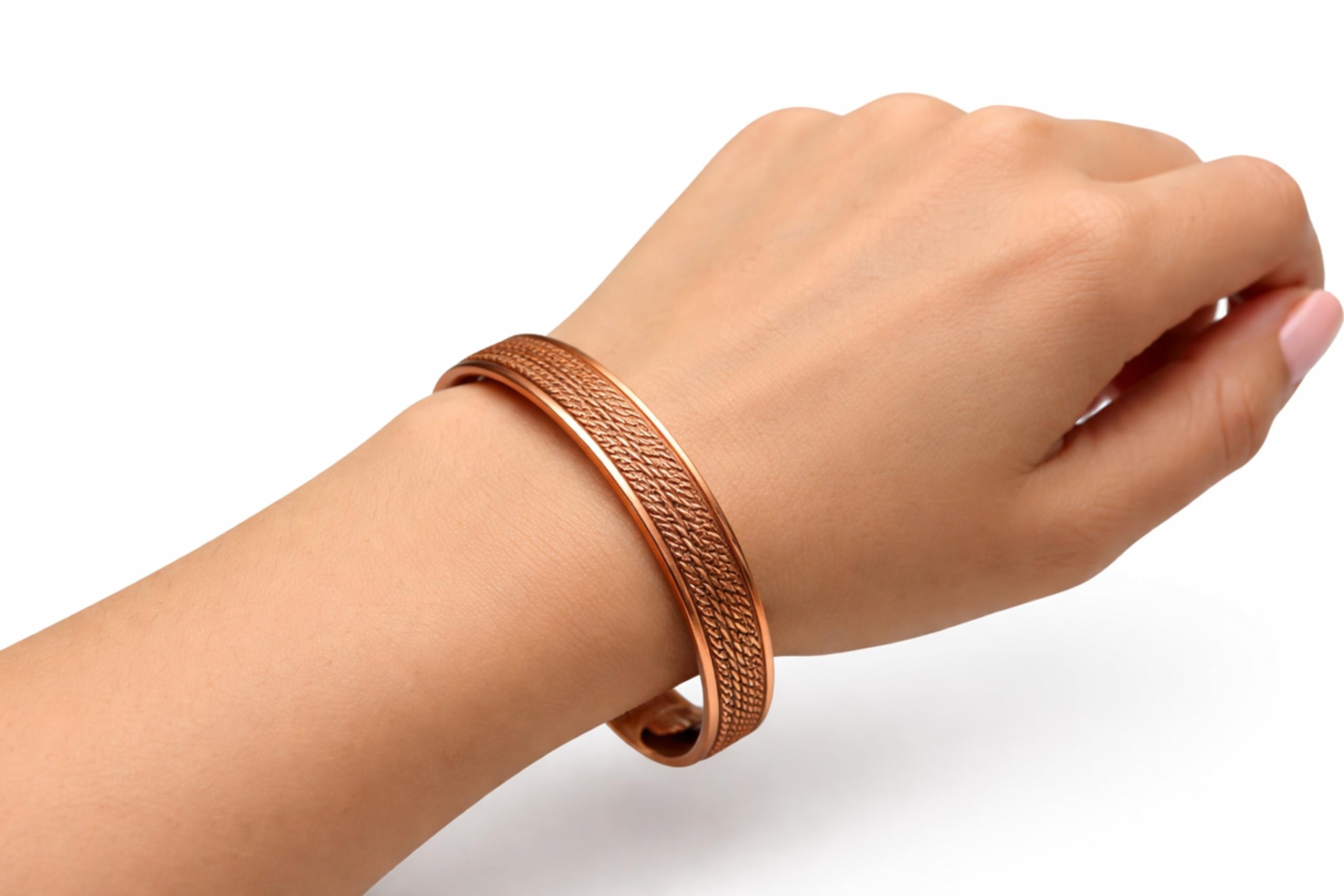 Pure Copper Magnetic Bracelet for Women | Adjustable Open Cuff Kara | Inbuilt Magnet Therapy for Joint Support, Pain Relief & Better Circulation | Handmade Braided Wellness Bangle Gift for Her (1 Piece Only)-image-38