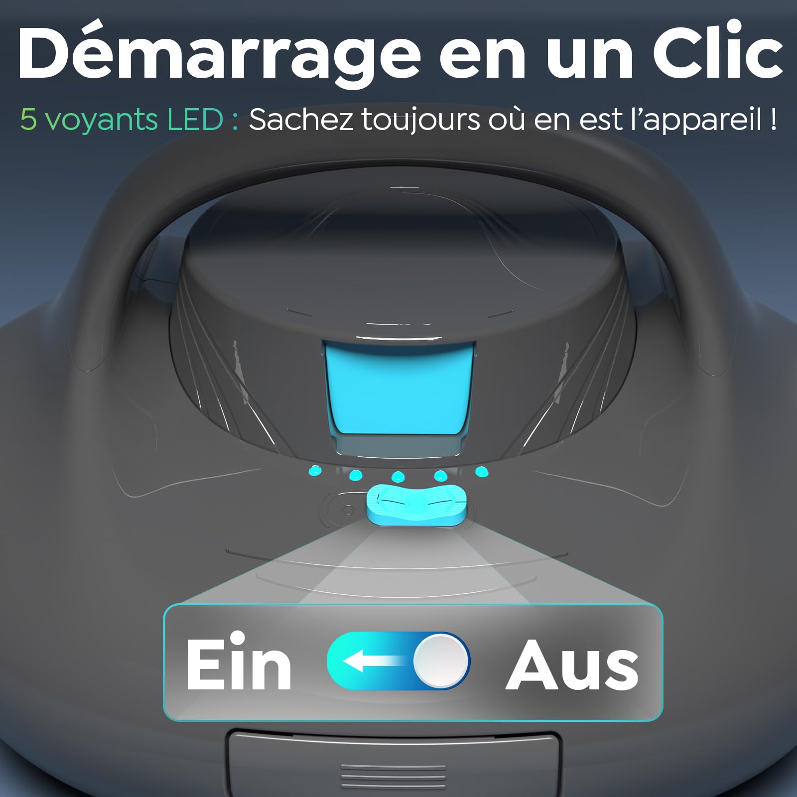 Robot Piscine, Nettoyeur de Piscine à Double Moteur, Gris & Vert | Aspirateur Piscine Sans Fil,Autonomie 130 Min,Fonction de Stationnement Automatique pour Piscines Hors Sol