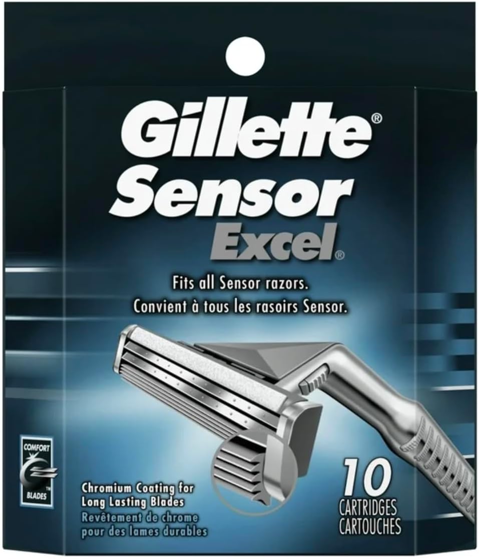 Electric razor and clipper - Electric razor and clipper accessories - Pack of 10 Gillette Sensor Excel blades 050-080-0002 (GILLETTE)