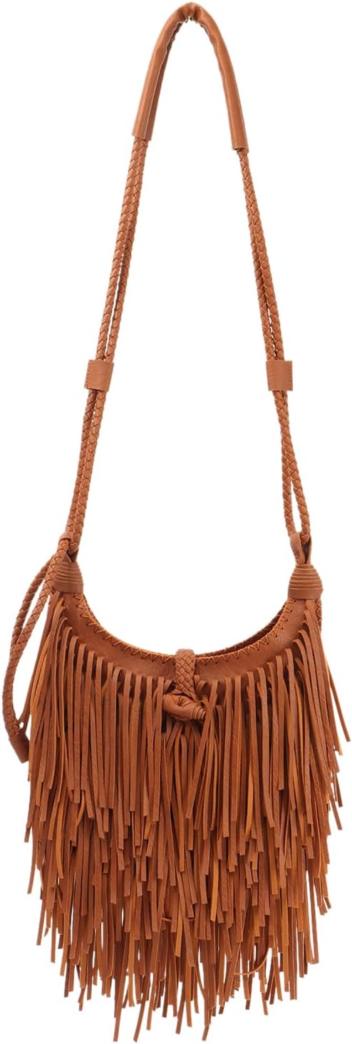 Vintage Fringe Hobo Bag for Women - Black Fringe Purse with Tassel Satchel Shoulder Bag