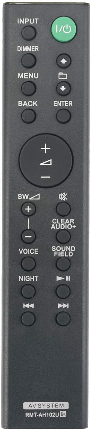 VINABTY RMT-AH102U RMTAH102U Replacement Remote Control for Sony Soundbar SACT390 SA-WRT3 SS-RT3 HT-RT3 HT-XT100 HTXT100