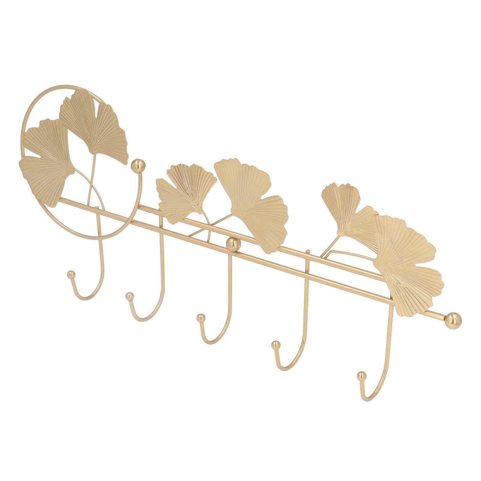 Porte-manteau mural au design feuille de ginkgo en fer forgé esthétique de 46cm