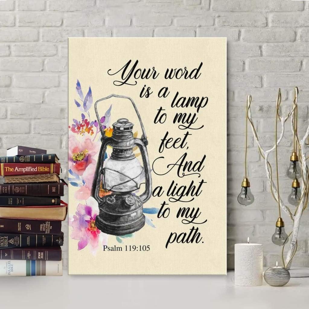 Yaasimoule Light Psalm 119:105 Your Word Is A Lamp To My Feet And A To My Path Canvas Wall Art