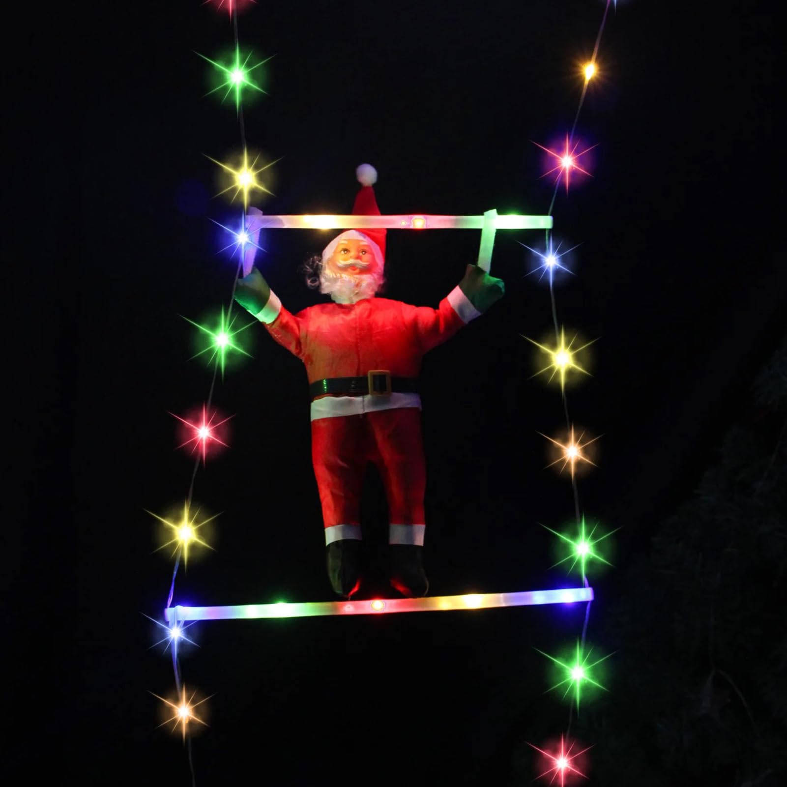 Guirlande Lumineuse Solaire Échelle Père Noël - 3m, 240 LEDs, 12 Sections, 8 Modes, Étanche - 4