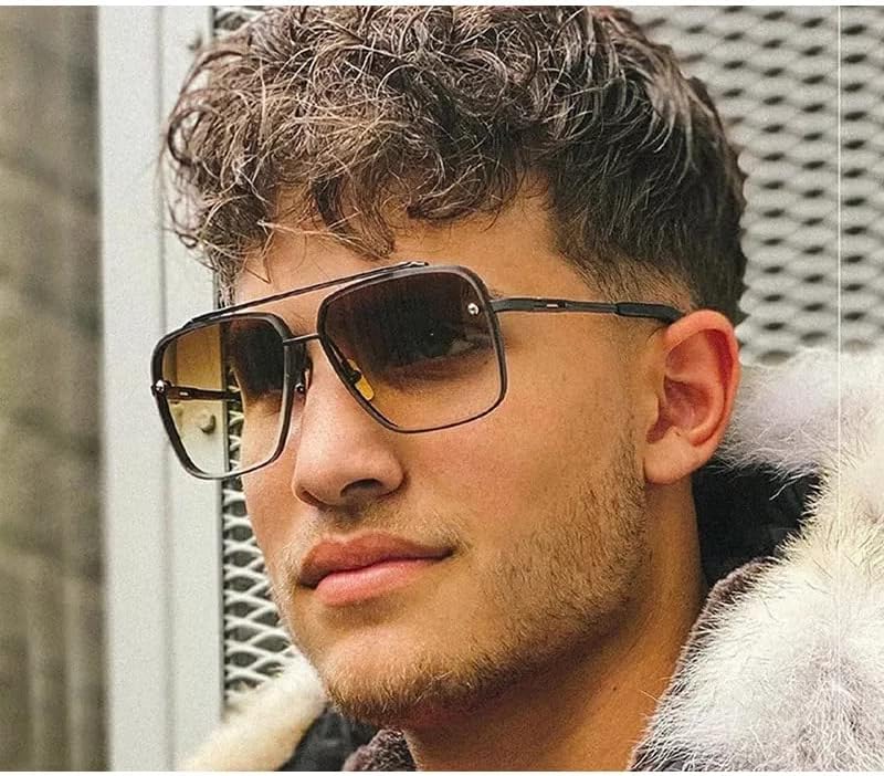 FEISEDY Sunglasses, Fashion Square Pilot Sunglasses, Vintage Metal Gradient Glasses for Men and Women, B4104 - Image 4