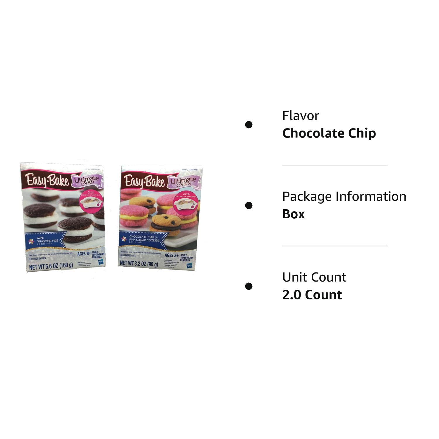Easy Bake Chocolate Chip & Pink Sugar Cookies and Mini Whoopie Pies - 2 Refill Mix Packs