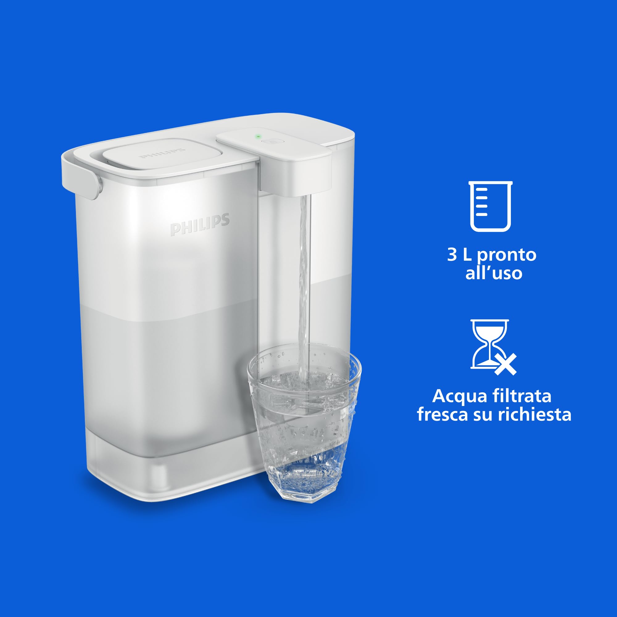 Philips Water Filtri di Ricambio per Erogatore di Acqua Filtrata su Richiesta – Confezione da 3, Filtro Taste+ Che Migliora il Gusto e Riduce le Impurità, Senza BPA