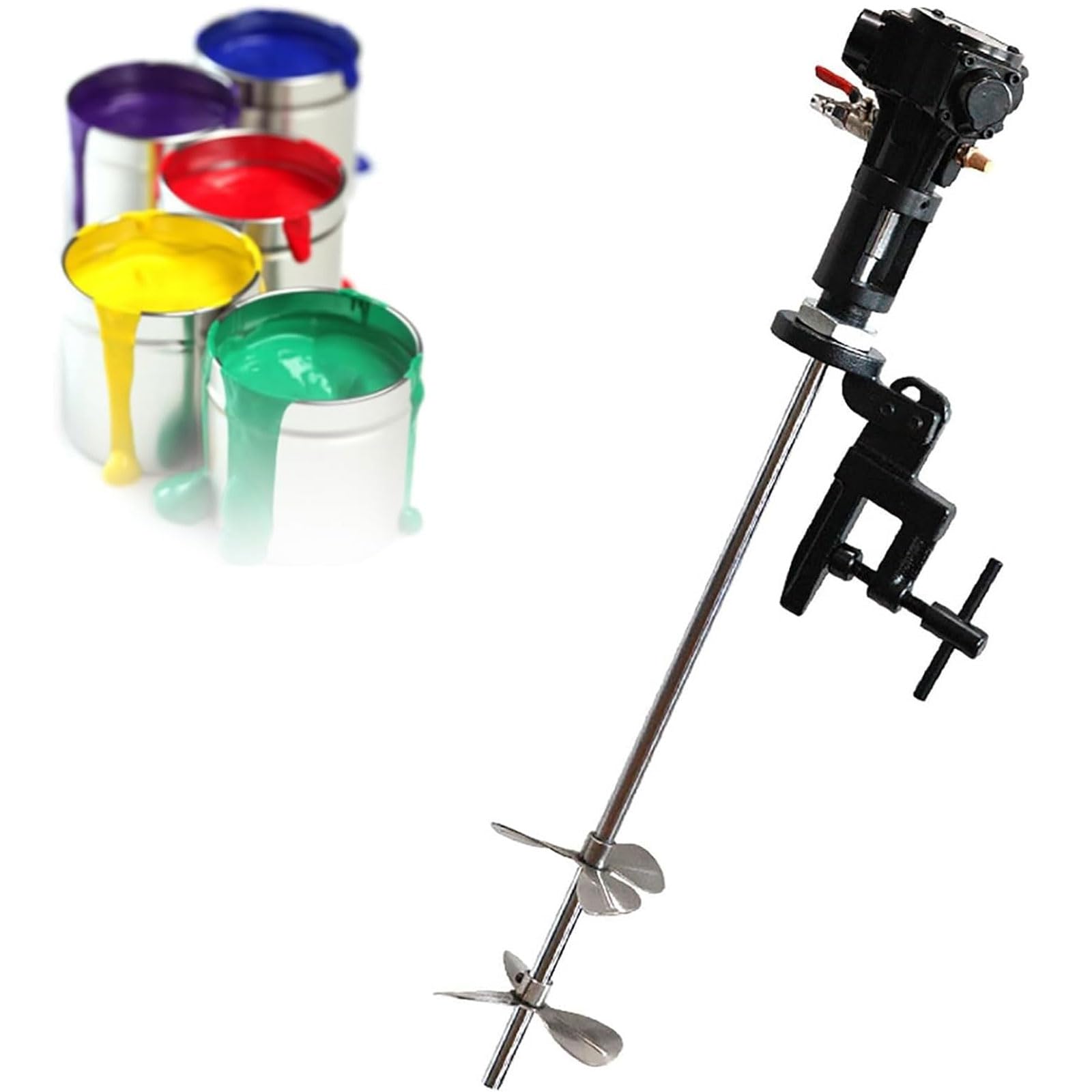 Mieszadło powietrzne, przenośny mikser 2500 obr./min z zaciskiem, ciśnienie robocze 6-8 kg, pręt 830 mm, ostrze 140 mm, idealny do farb, barwników, atramentów i kosmetyków