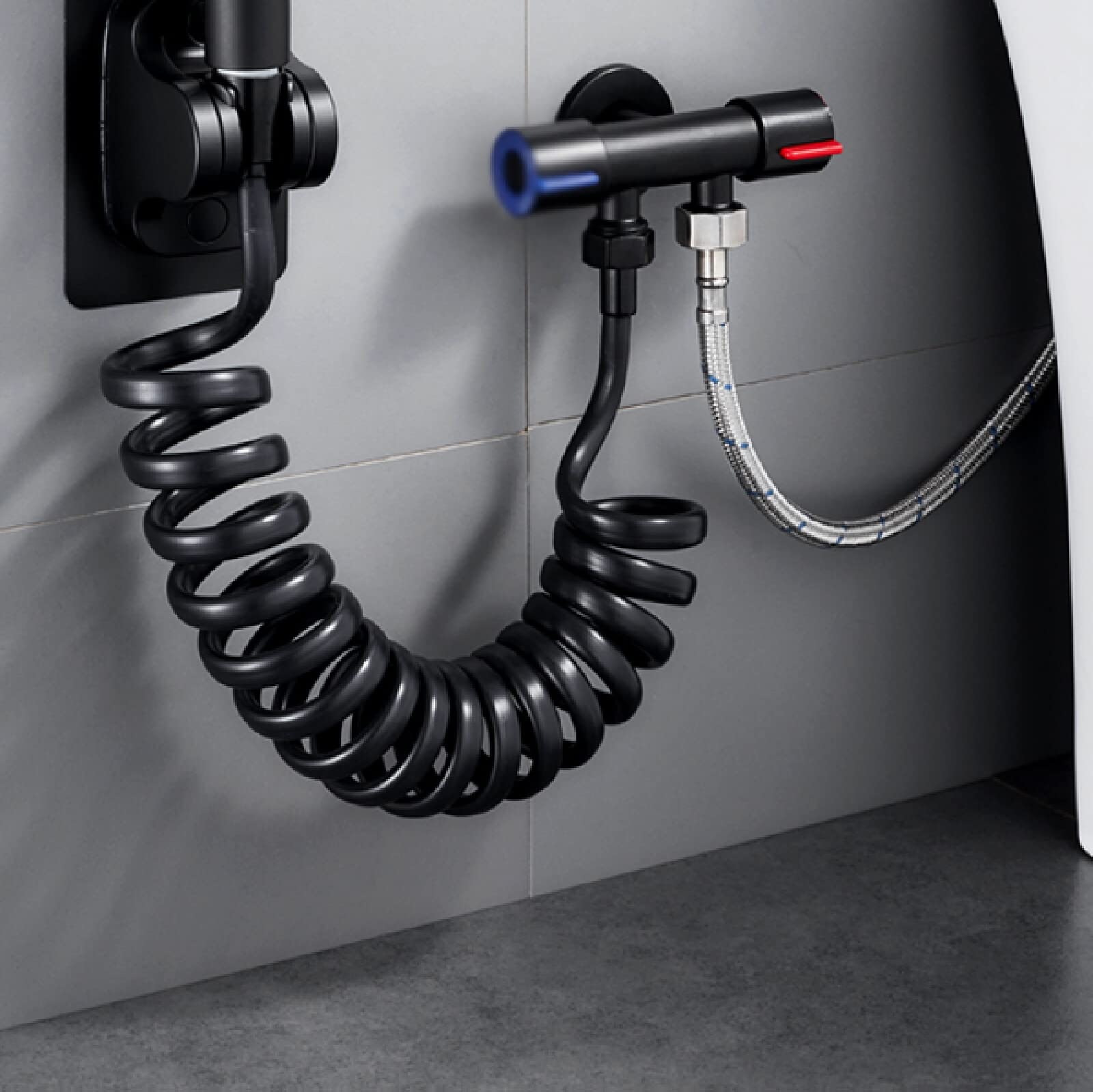 BiaoTeng Flexo ducha 3m G1/2 manguera ducha antitorsion manguera de ducha flexible manguera ducha telescopica Para Baño,negro,5 Metros