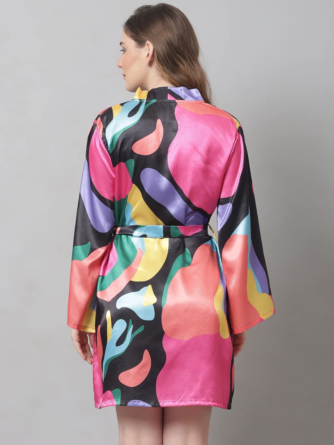 Claura Women Multi Satin Robe for Women/Robe (Small, Multi) Multicolour 2