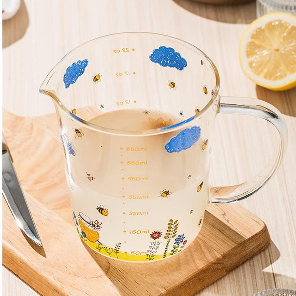 Taza medidora de Vidrio de borosilicato Alto con Escala de Alta Capacidad Resistente a Altas temperaturas Taza for Hornear en el hogar Taza de Desayuno de Leche