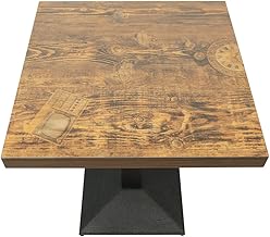 HUOLE Tavolo da bar, tavolo da pranzo, tavolo quadrato industriale retrò, tavolo da cucina in legno + gambe in ferro, carico massimo 120 kg-60 * 60 * 75 cm (orologio)