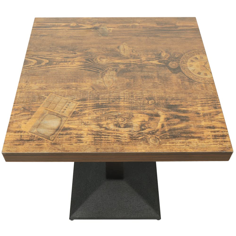 Supfine - Quadratischer Bistrotisch mit Mittelfuß, Steh-Esstisch für Esszimmer, Wohnzimmer, Balkon, MDF (Uhr, 60 x 60 x 75 cm)