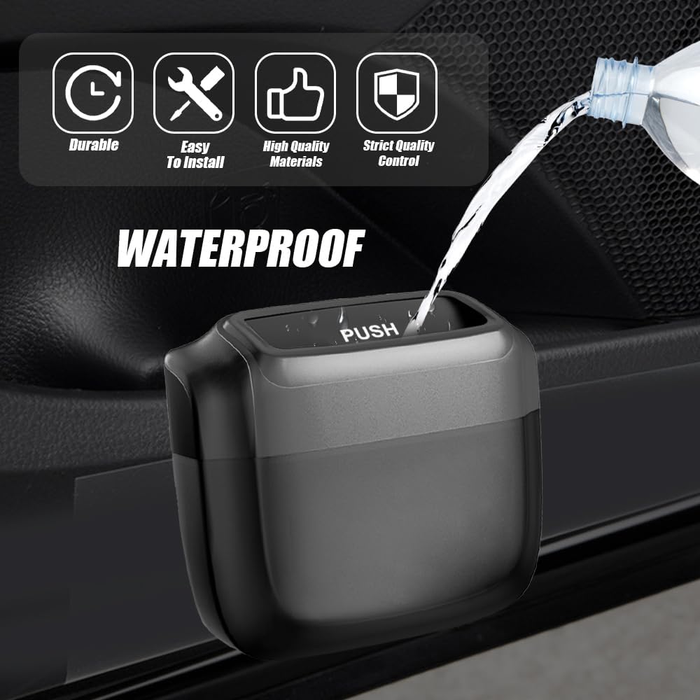 Car Trash Can with Lid, Auto Storage Bin with 60 Trash Bags | Leakproof Automotive Garbage Container Bin, Multipurpose Organizers and Storage Accessories for Car, Home, Office