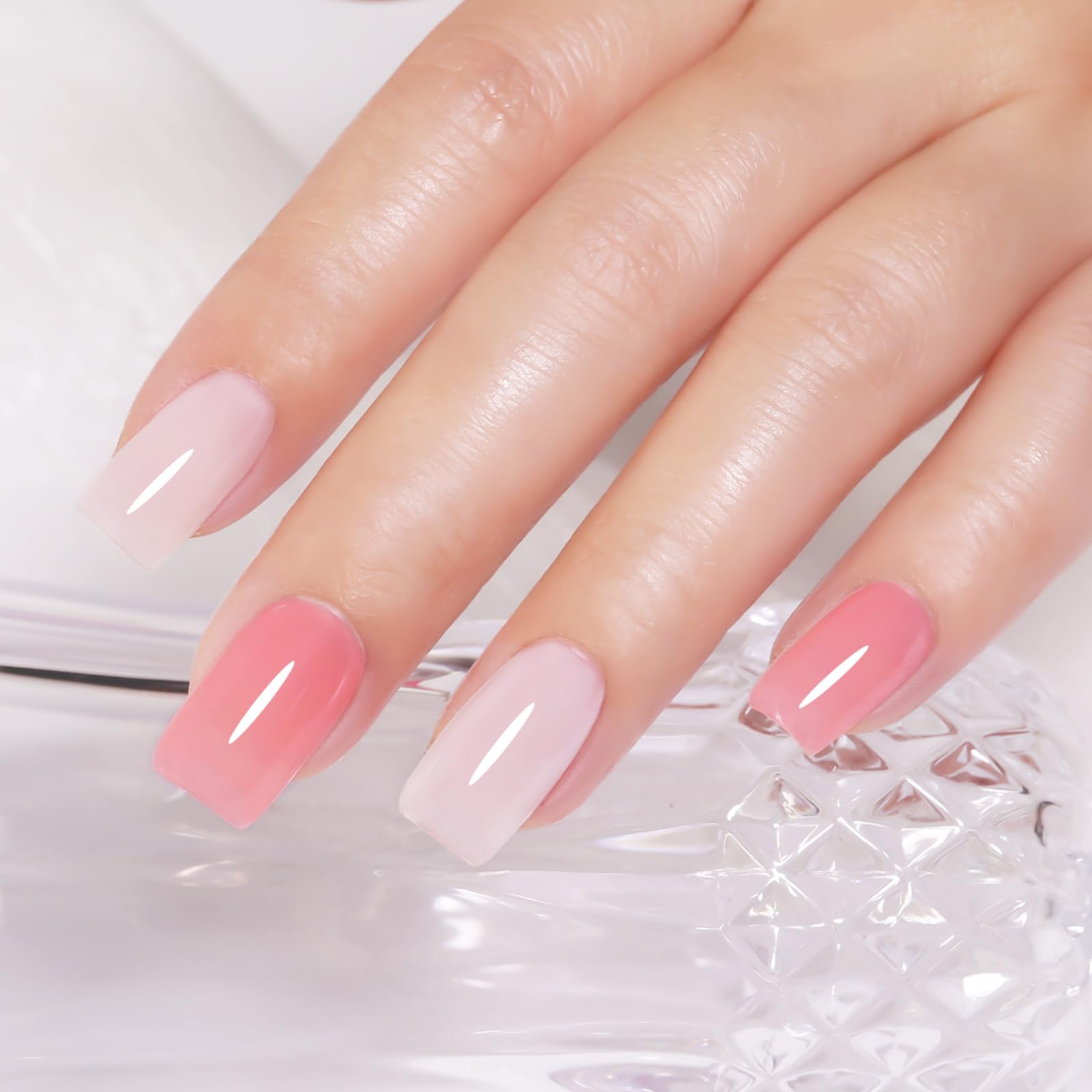 Firedeep Set Smalto Gel 10ml Senza HEMA 6 Colori Tonalità Nude Gel Trasparente Jelly Bianco Latte Rosa Beige Corallo Soak Off LED UV Manicure Professionale per Nail Art Fai Da Te e Saloni