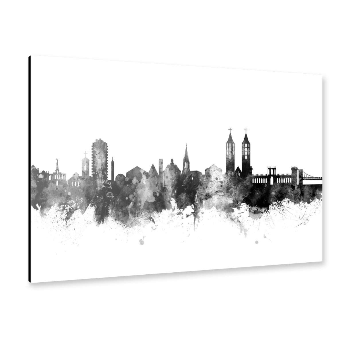artboxONE Alu-Print 60x40 cm Kassel Germany Skyline bw von Künstler Michael Tompsett