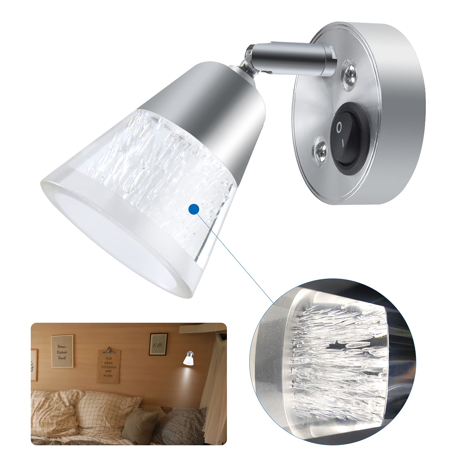 Buy Bonlux 3W RV Bedside Reading Light, DC1224V Acrylic Wall Lamp