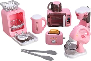 Mini Juego de Cocina para casa de muñecas, Juego de Cocina en Miniatura con microondas, tostadora y cafetera para decoración de casa de muñecas (Estilo 3)