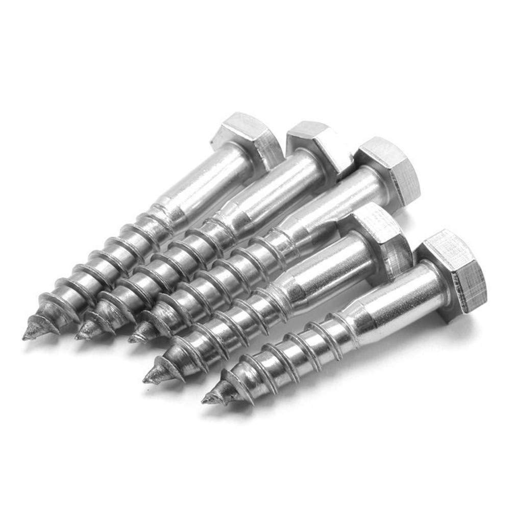 Juego de tornillos de rosca, tornillos de cabeza hexagonal M6 M8, tornillos de madera de acero inoxidable autorroscantes externos (M8 x 130, 1 unidad)