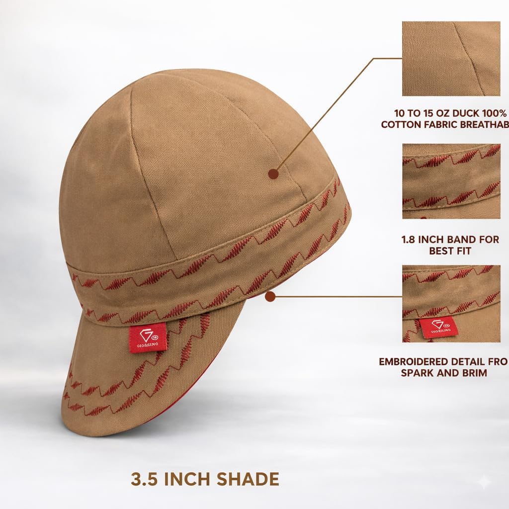 Giorgino Welding Caps for Men Reversible – Flame Resistant 100% Cotton Protective Welding Cap