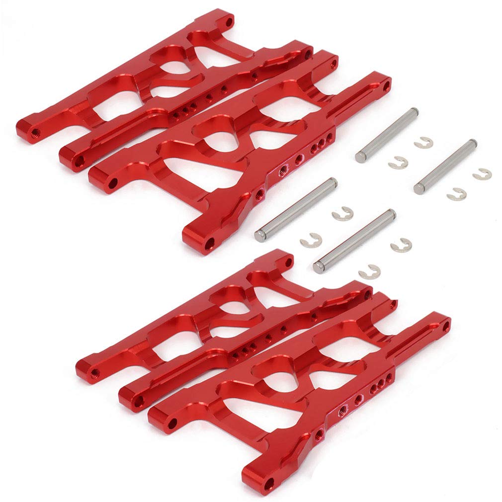 4pcs Traxxas Slash Suspension Traxxas 4x4 4WD Rustler Stampede Hos sAluminum Suspension A Arms 5807 Upgrade Parts (red)