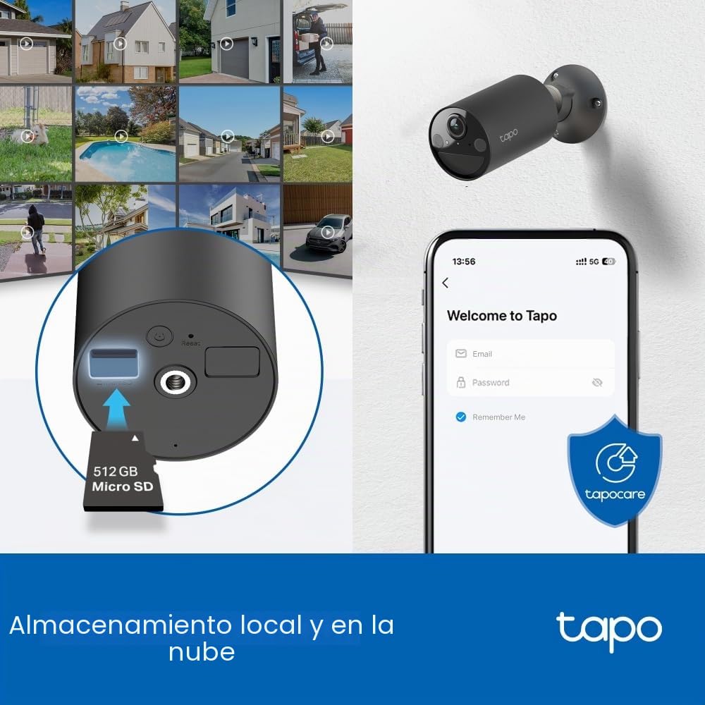Tapo C411 - Cámara vigilancia WiFi Exterior, 2K, 180 Días de Batería, Negro | Detección de Movimiento y Personas. Visión Nocturna a Color. IP65. App Tapo.