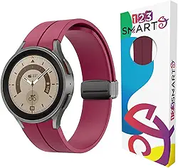 Pulseira de Silicone Magnética marca 123smart - Compatível com Galaxy Watch 4/5/6 - Active, Active2 - 40/41/42/44/45/46mm - Vinho