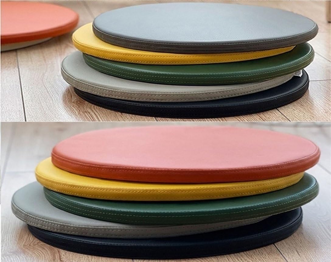 Detachable Round Chair Cushion, Round Memory Foam Seat Cushion, Indoor / Outdoor Chair Pad Pillow With PU Leather Cover For Dining Chairs Kitchen Chairs Bistro Chairs Office Chairs ( Color : Orange ,