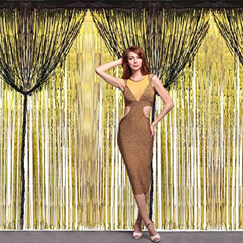 Encuryna 6 Stück Halloween Metallische Lametta Vorhänge, Tinsel Folien Fransenvorhang 1 X 2 M, Folie Hintergrund Fringe Deko, Glitzer Vorhang Hintergrund Für Hochzeiten Geburtstage Photo Booth Party