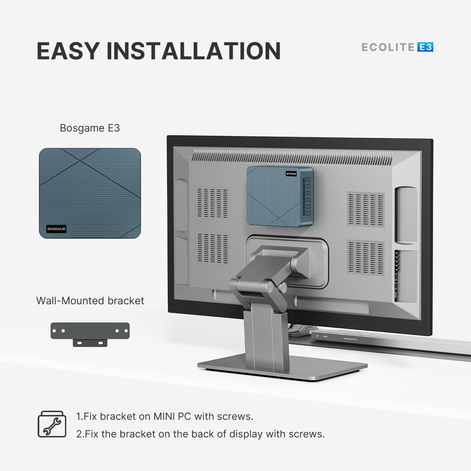 BOSGAME E3 Mini PC N150 Intel 13th Mini Computers, 11 Pro 16GB DDR4 RAM 512GB PCIe x1 SSD, 4K 60HZ Triple displays, Dual HDMI+Type-C, WIFI5, BT5.2, Office, Education, Home, HTPC, NAS - Image 9