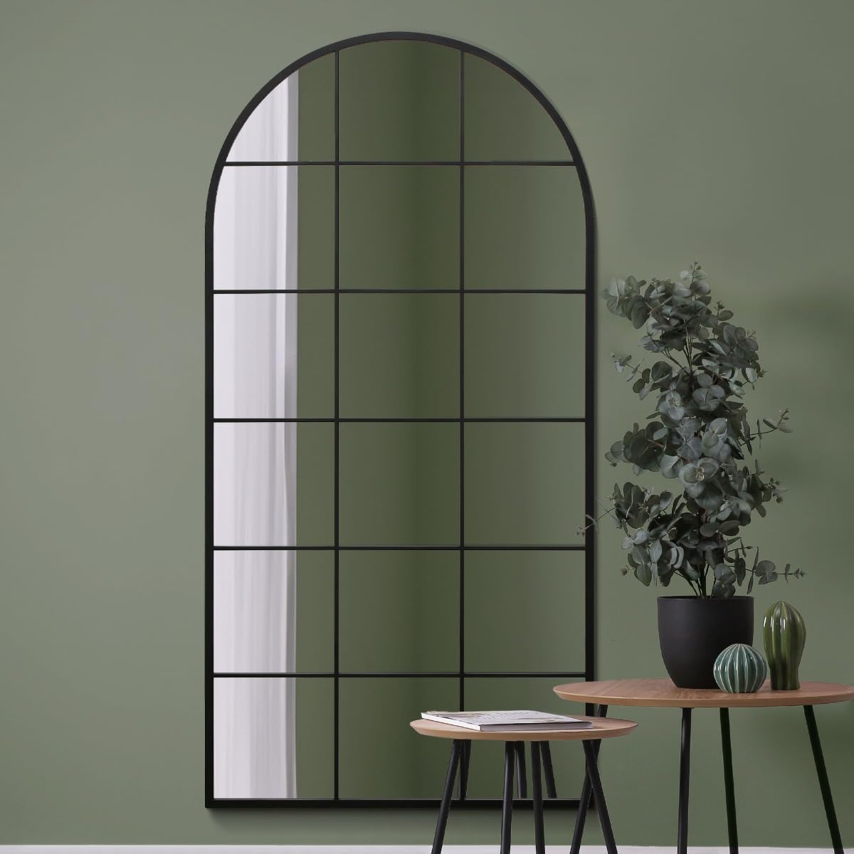 Large Black Framed Arched Leaner-Wall Mirror - 71"" X 35"" 180 x 90cm MirrorOutlet