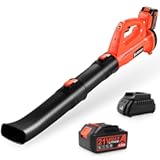 Cordless Leaf Blower - 21V Electric Yard Blower 350CFM 150MPH with 4&period;0Ah Battery & Charger&comma; 6-Speed Adjustable for Lawn Care&comma; Snow Blowing&comma; Debris & Dust