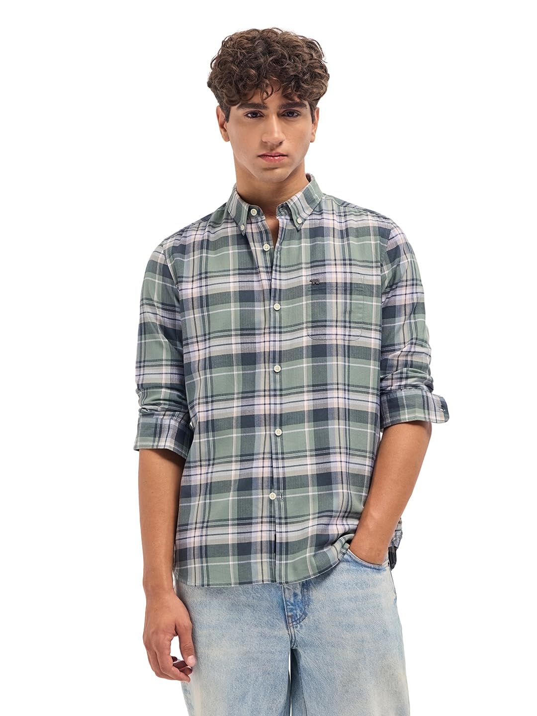 the bear house Men's Slim Fit Checked Cotton Casual Shirt-picture-42