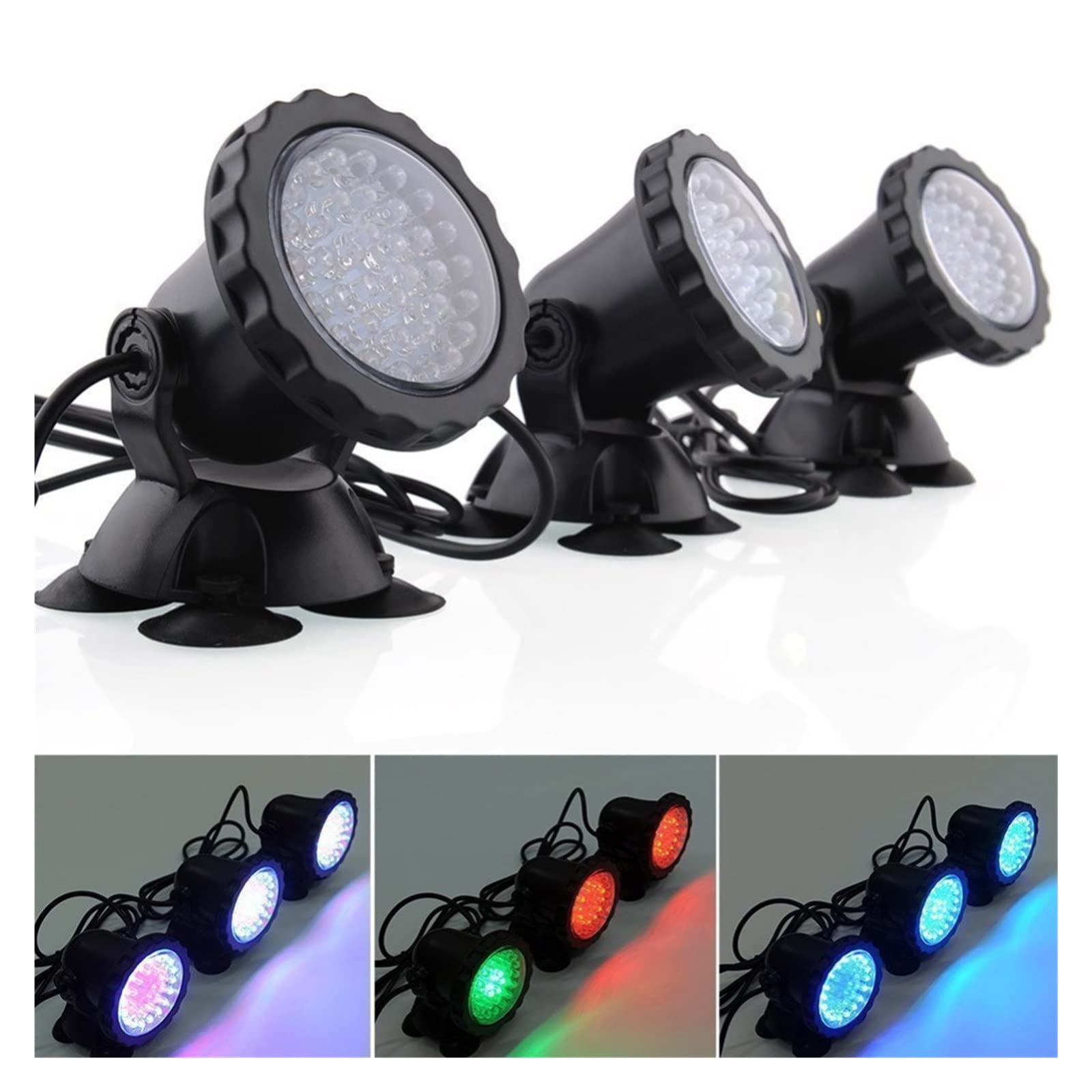 12V RGB LED Unterwasser Licht 36LED IP68 Wasserdichte Aquarium Flutlicht Schwimmbecken Brunnen Teich Tank for Landschaft decor Wasserdicht Sicher(2 Lights with Remote)