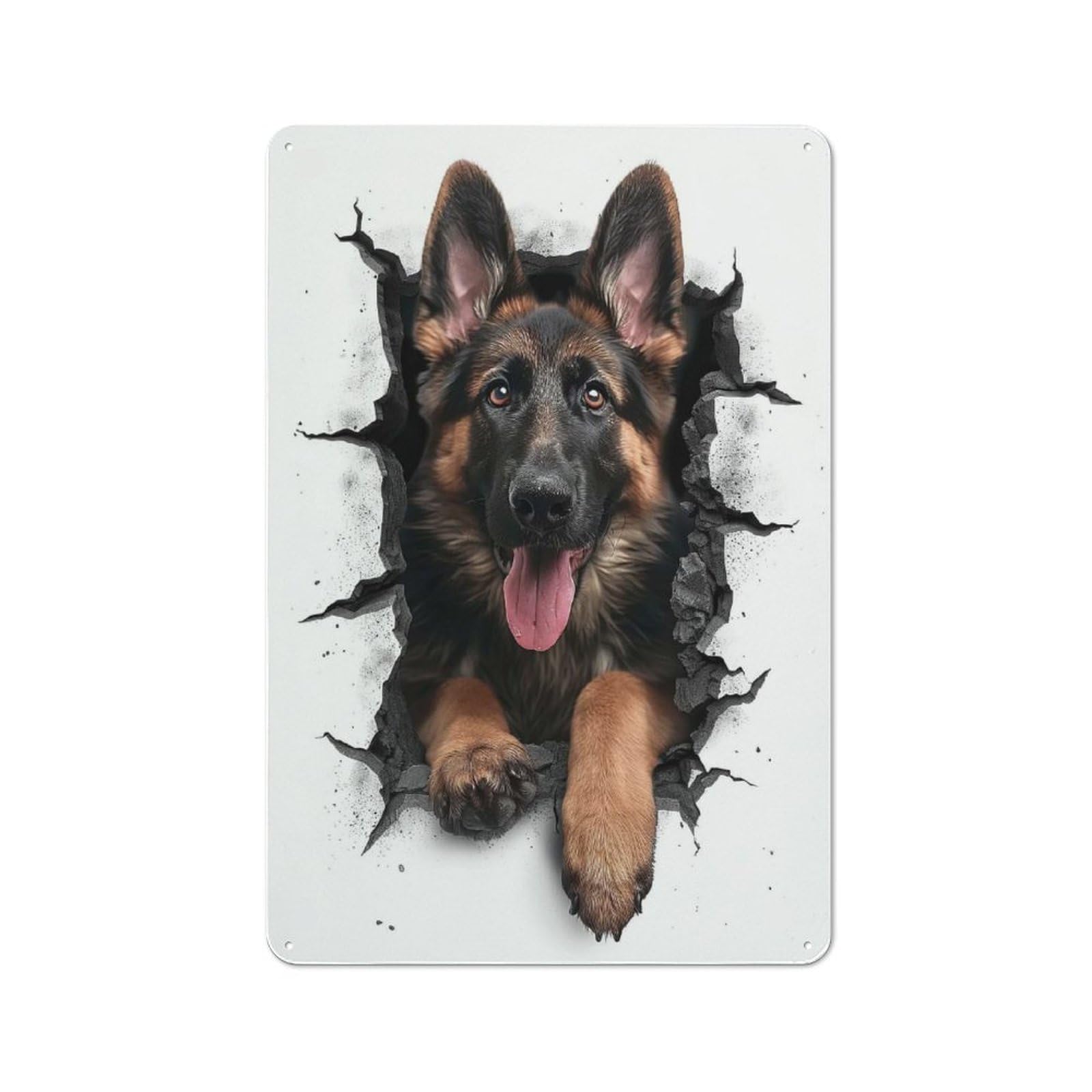 Junmoney Style-2 Metal Wall Sign 30X20cm Featuring German Shepherd Dog For Café Or Home Bar, A Decorative Gift For A Newly Furnished Café And Home Bar