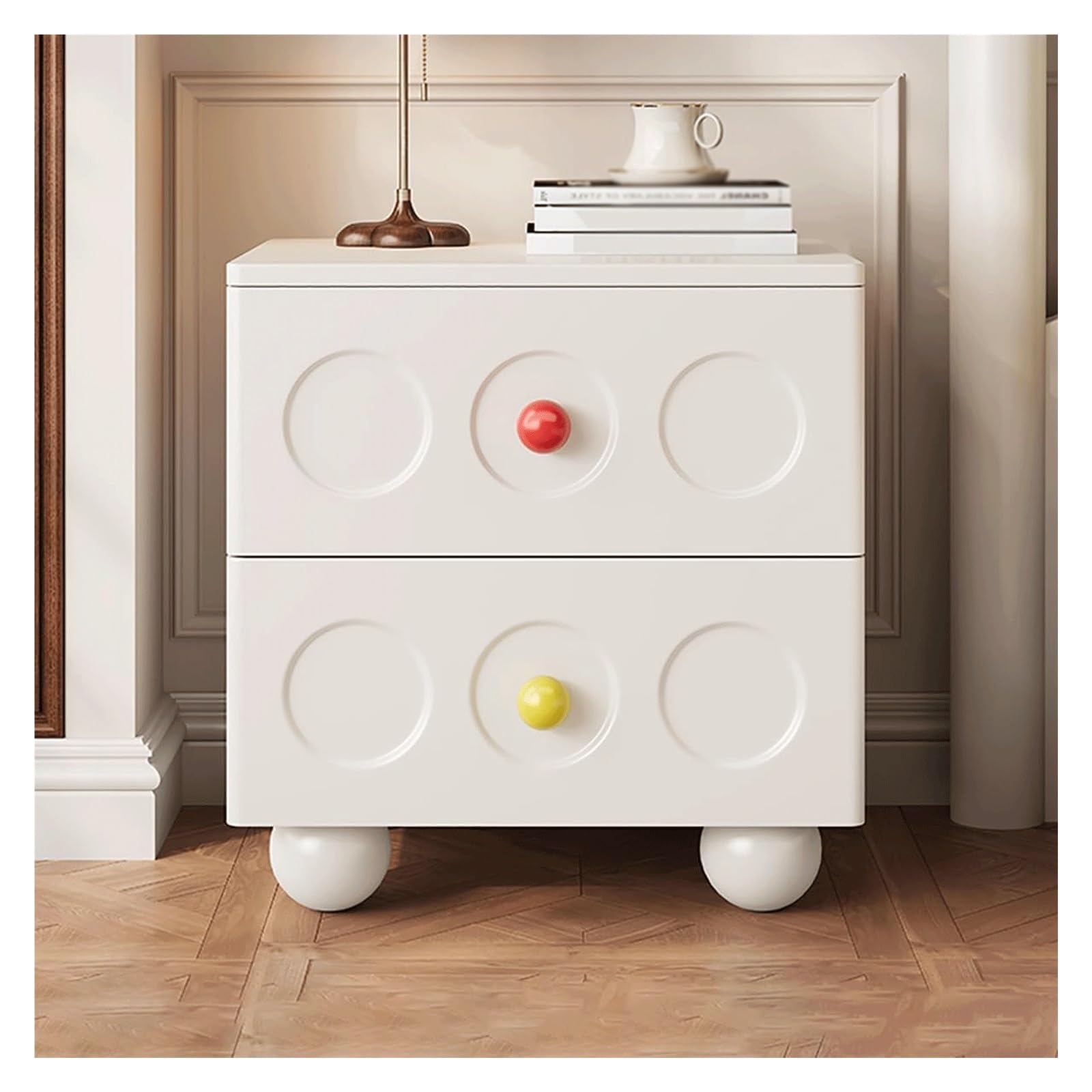 SXZenSpace Nightstands Solid Wood Side Table Cute Bedside with 2 Drawers Cabinet for Bedroom Living Room,Dorm or Hotel Apartment(White,40cm)