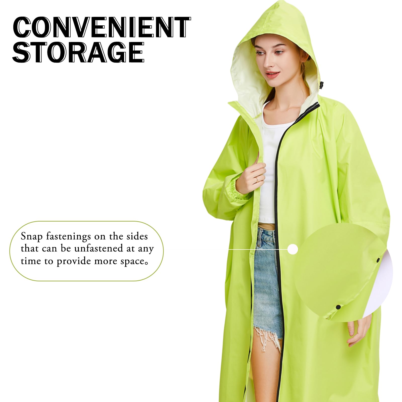 Abrigos de lluvia Impermeables Largos Para Mujer Poncho de lluvia Ligero Empaquetable al aire Libre Ropa de lluvia con Capucha Rompevientos con Mangas y Bolsillo