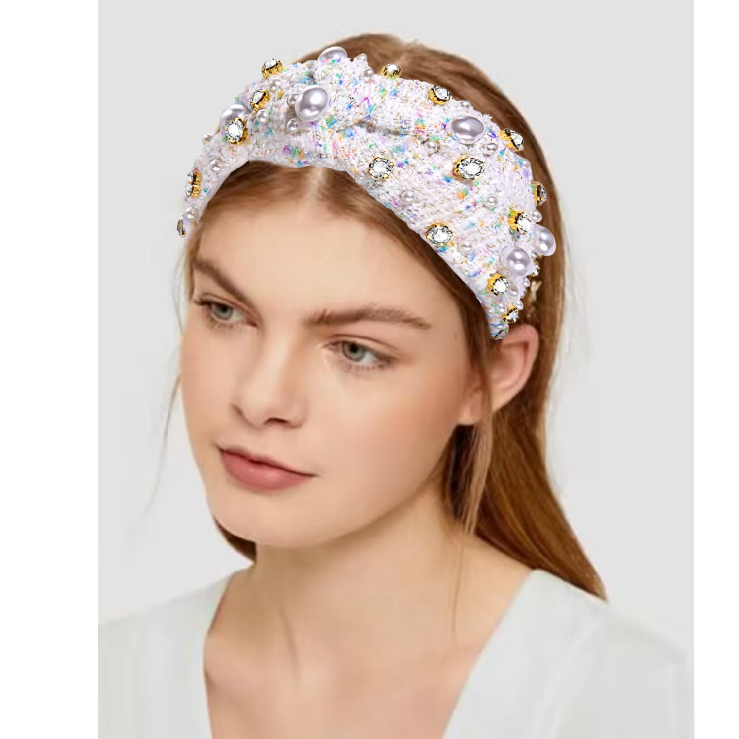 Amazon.com : NVENF Knotted Headbands for Women, Pearl  display picture 1