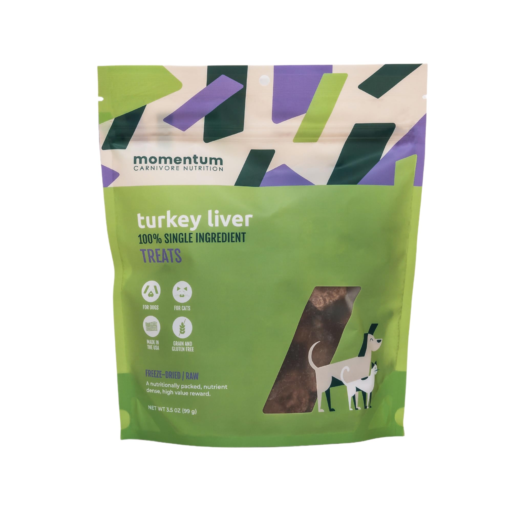 Momentum Carnivore Nutrition Freeze-Dried Turkey Liver Dog Treats – Single-Ingredient, Dog & Cat Treats – High-Protein, Grain-Free– 3.5 oz Pack