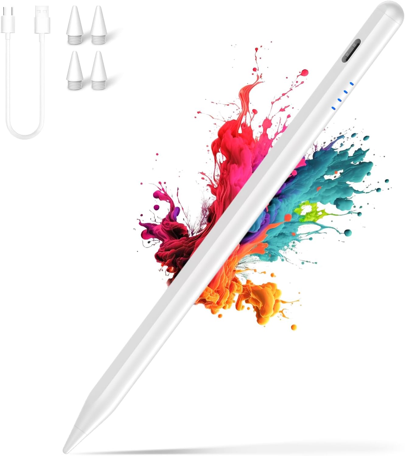 Stylus Pen for iPad Pencil 10th Generation,20 Mins Fast Charge with Tilt Sensitivity&Palm Rejection Stylist for(2018-2025)Apple iPad 6/7/8/9/10/11(A16), Air3/4/5/M2/M3, Mini5/6, Pro 11″/12.9″/M4,White