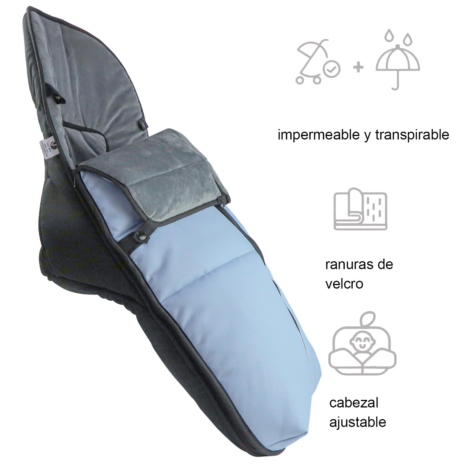 Various - Saco de Silla de Paseo Universal de Polipiel con Forro de Polar Térmico, Impermeable y Suave, Saco de Abrigo para Carrito de Bebé de Invierno Color Azul