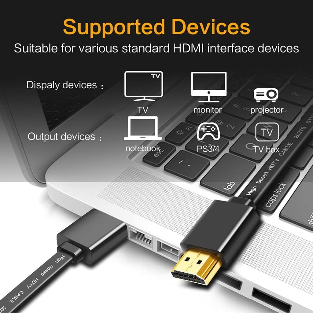 -Compatible Cable to Gold Plated Video Cables 3D Flat for HDTV Splitter