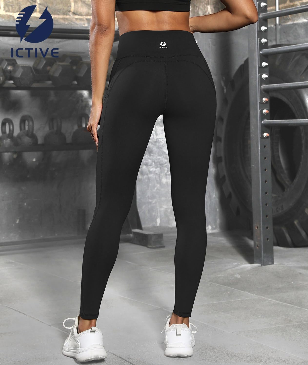 ICTIVE Athletic Leggings for Women with Pocket,Workout Activewear Running Yoga Pilates Gym Cropped Tight Fit Lightin Pants
