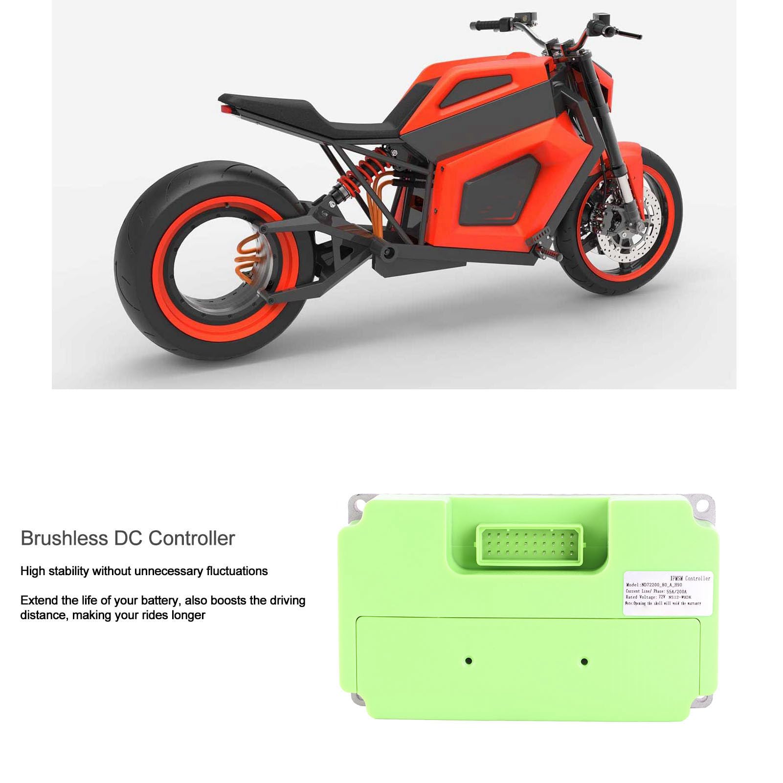 Sterownik Sinusoidalny Silnika Motocykla Elektrycznego, Stabilne Zarządzanie Bezszczotkowy Regulator Prędkości Silnika 72 V 200 A, Samouczący się Regulator Prędkości