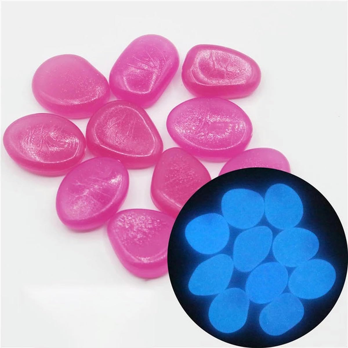 Piedras luminosas para jardín que brillan en la oscuridad, guijarros para peces al aire libre, piedras de guijarros para acuario, mezcla de colores, 200 piezas, color rojo Puple