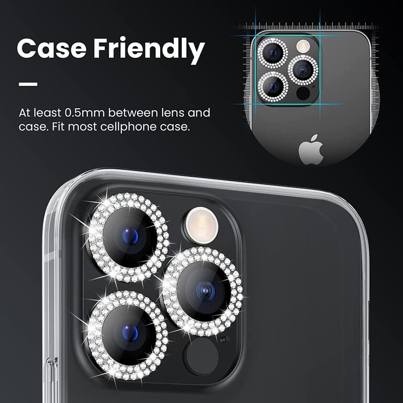 Image of for iPhone 13 Camera Lens Protector & iPhone 13 Mini Camera Lens Protector Tempered Glass, Aluminum Alloy 3D Lens Ring Cover [Night shooting mode] Camera Cover Case Friendly (2 Pack, Red Diamond)