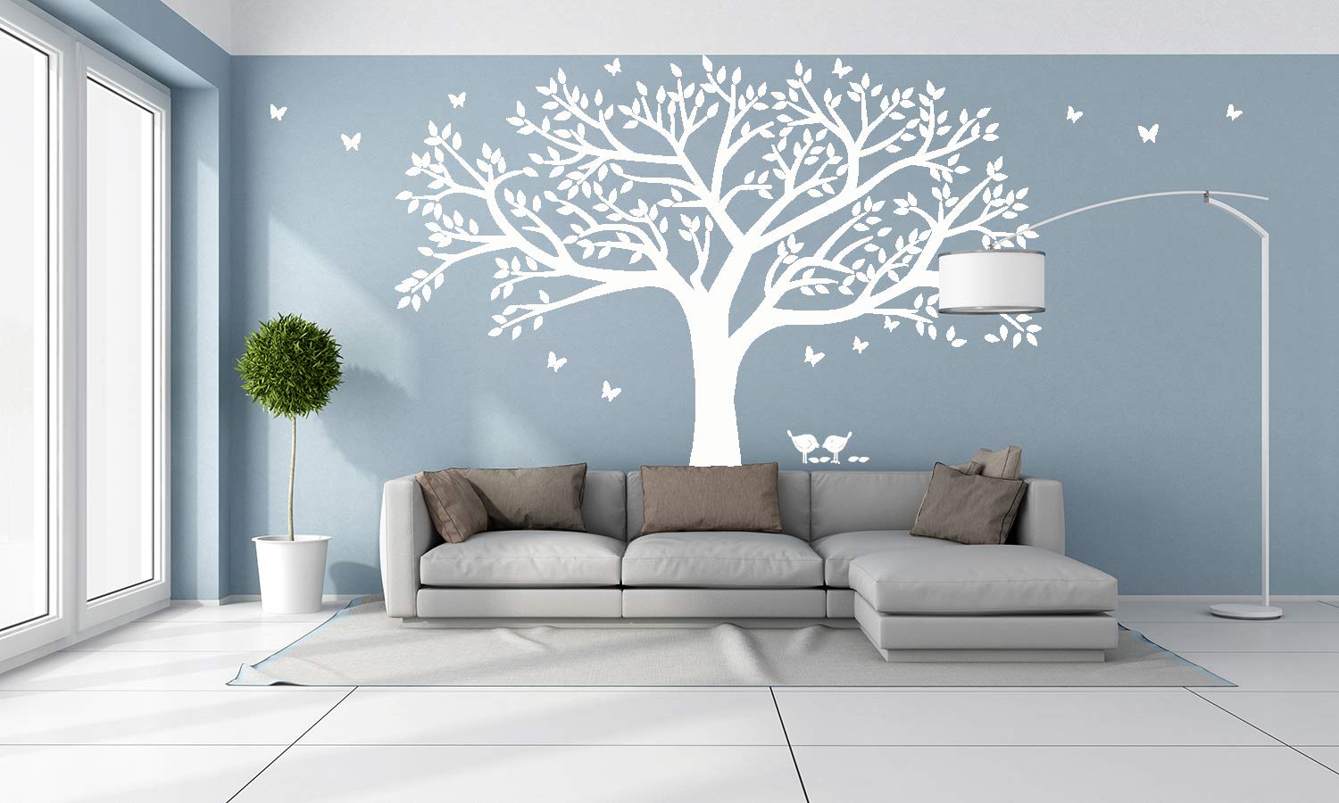Calcomanía de pared de árbol de fotos familiar gigante, calcomanías de pared de vinilo para decoración del hogar, decoración de habitación (blanco A)