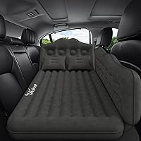 WelcometoUncleelk Car Backseat Air Mattress: Inflatable Bed with 2 Pillows & Pump for SUV, Sedan, Truck Camping - Black