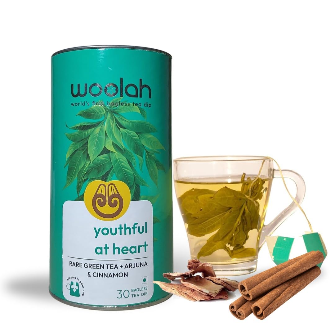 Woolah Green Tea with Arjuna and Cinnamon, Stronger Heart Muscle and Better Weight management Organic BAGLESS Tea Dip (30 Dips /60 Cups) 100% PLASTIC FREE (B0D7QDTKWT) Amazon Price History, Amazon Price Tracker